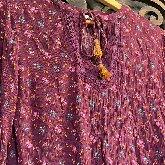 Floral Top Boho Blouse Tassel Tunic Mini Dress (?) Peasant Prairie - Picture 14 of 14